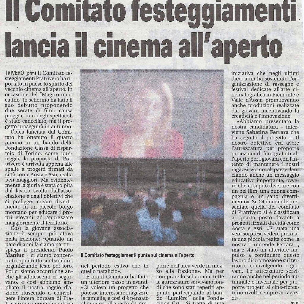 articolo di giornale dedicato all'evento